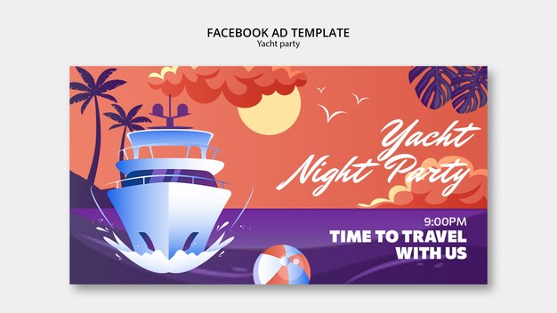 Modèle de promotion de médias sociaux pour la célébration d'une fête de yacht de luxe