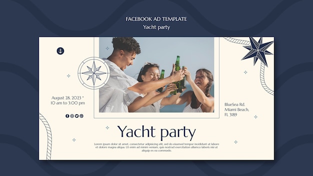 Modèle De Promotion De Médias Sociaux Pour La Célébration D'une Fête De Yacht De Luxe