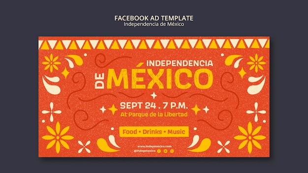 Modèle de promotion des médias sociaux pour la célébration de l'indépendance du mexique