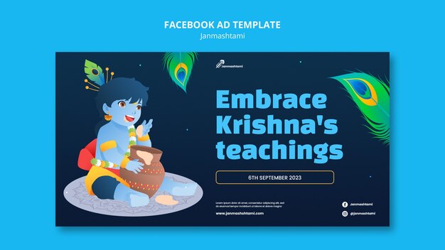 Modèle de promotion de médias sociaux pour la célébration de janmashtami