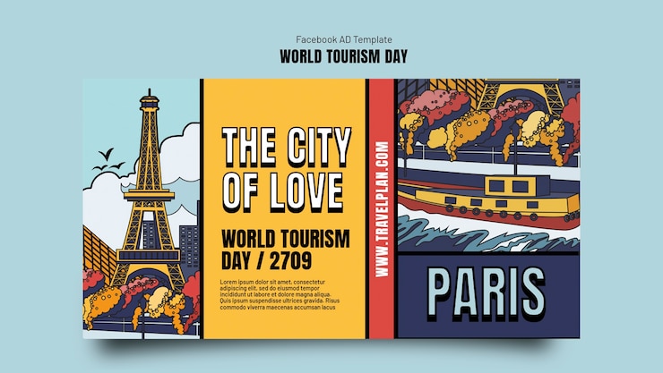 PSD gratuit modèle de promotion des médias sociaux pour la célébration de la journée mondiale du tourisme