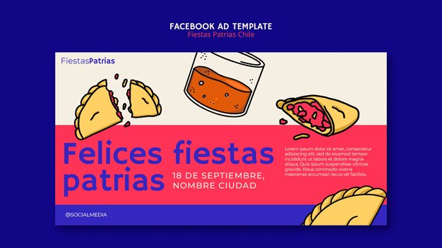 PSD gratuit modèle de promotion des médias sociaux pour les célébrations des fiestas patrias au chili