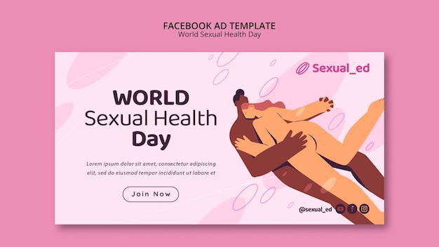 Modèle de promotion des médias sociaux pour la journée mondiale de la santé sexuelle avec un couple nu