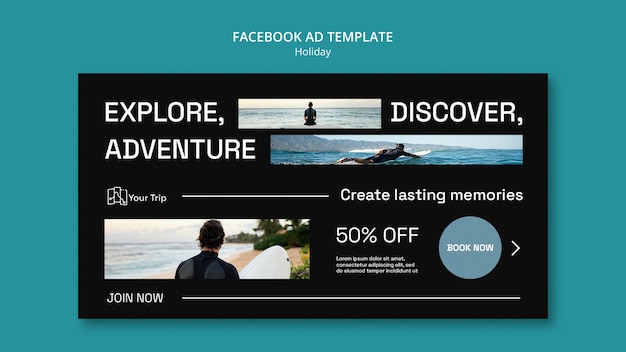 PSD gratuit modèle de promotion sur les médias sociaux pour les vacances de surf