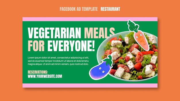 PSD gratuit modèle de promotion de médias sociaux de restaurant végétarien avec des légumes