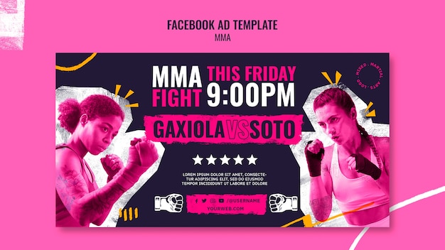 PSD gratuit modèle de promotion sur les réseaux sociaux pour les combats mma box