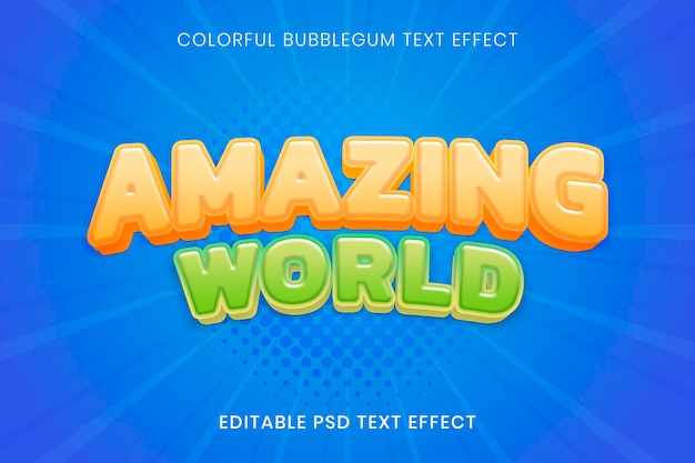 Modèle psd d'effet de texte 3D, typographie de haute qualité bubblegum