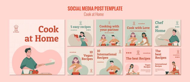 Modèle de publication de chef à domicile sur les médias sociaux