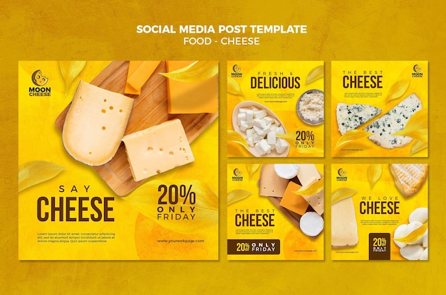 PSD gratuit modèle de publication de délicieux fromage sur les réseaux sociaux