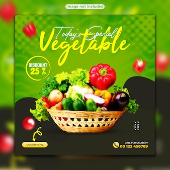 Modèle de publication facebook et instagram sur les médias sociaux pour la vente spéciale d'aliments végétaux sains
