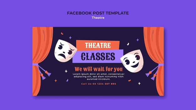 PSD gratuit modèle de publication facebook de spectacle de théâtre