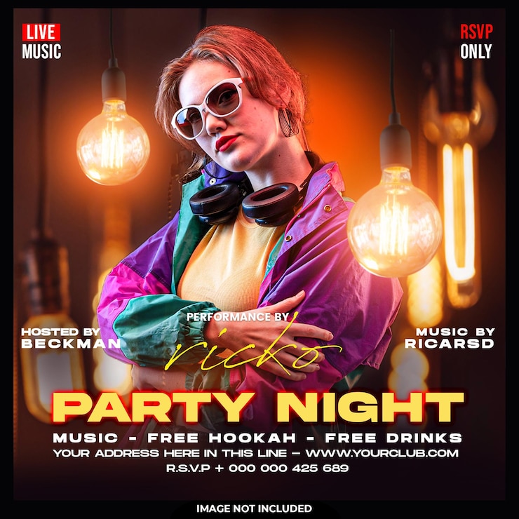 PSD gratuit modèle de publication et de flyer sur les réseaux sociaux dj party