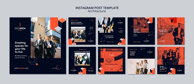 Modèle de publication instagram d'architecture design plat