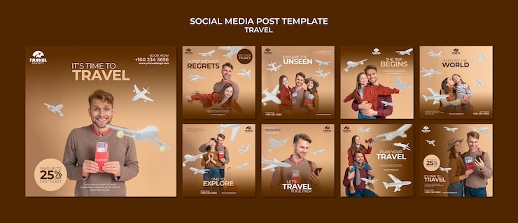 PSD gratuit modèle de publication instagram de conception de voyage dégradé