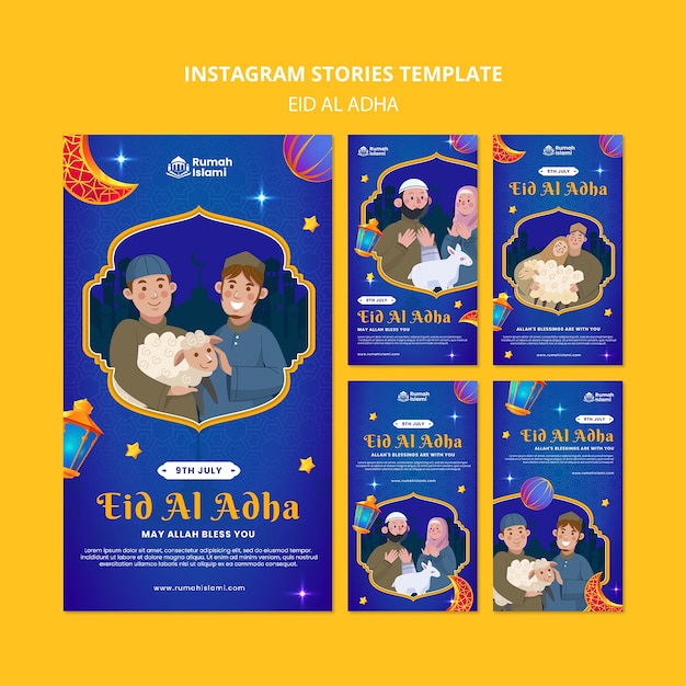 PSD gratuit modèle de publication instagram design plat eid al-adha