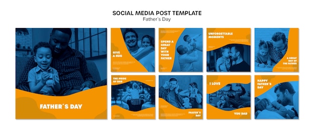 PSD gratuit modèle de publication instagram de fête des pères coloré