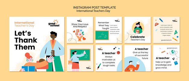 Modèle de publication instagram de la journée des enseignants au design plat