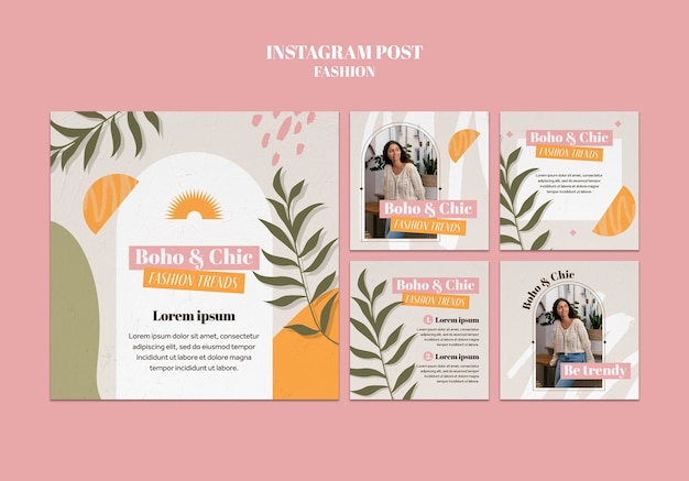 PSD gratuit modèle de publication instagram de mode design plat