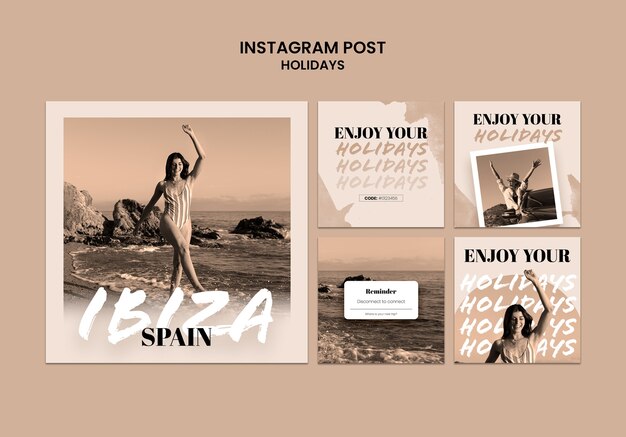 Modèle de publication instagram de vacances design plat