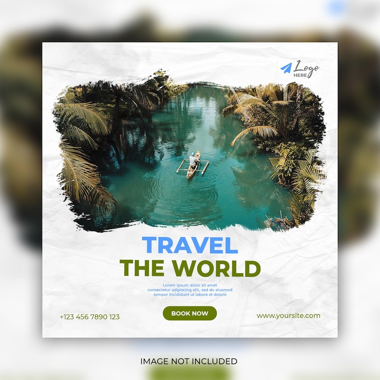 PSD gratuit modèle de publication instagram de visite et de voyage ou de publication sur les médias sociaux