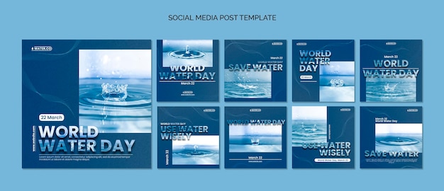 PSD gratuit modèle de publication de la journée mondiale de l'eau avec photo