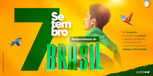 PSD gratuit modèle de publication sur les médias sociaux le 7 septembre indépendance du brésil independencia do brasil