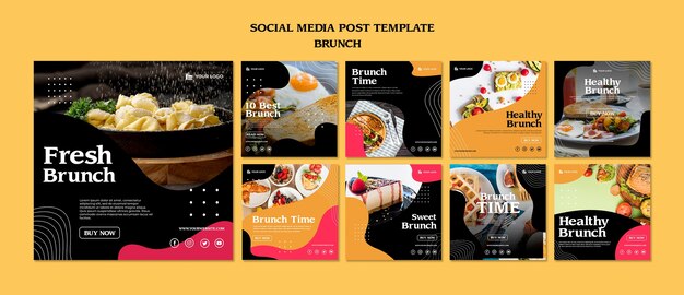Modèle de publication de médias sociaux de brunch