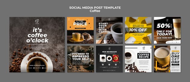Modèle de publication de médias sociaux de café