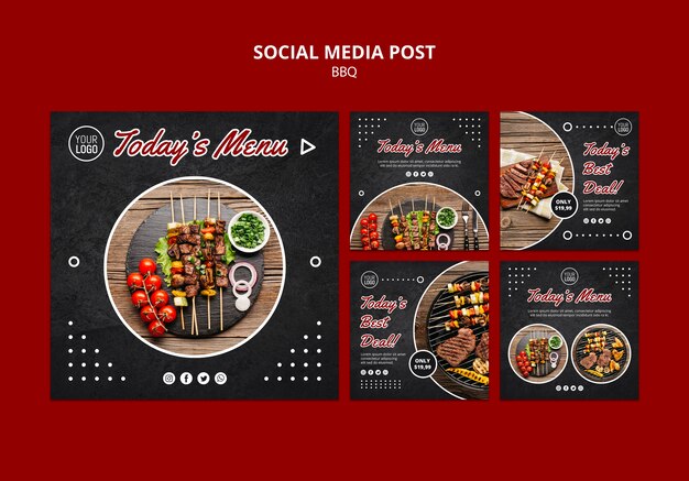 Modèle de publication de médias sociaux concept barbecue