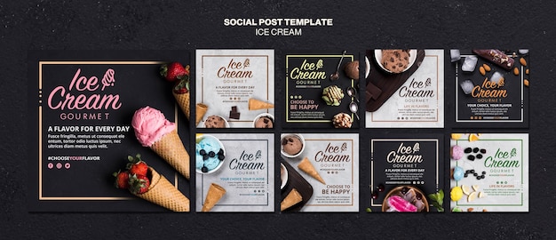Modèle de publication de médias sociaux concept de crème glacée
