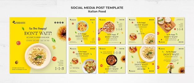PSD gratuit modèle de publication de médias sociaux de concept de cuisine italienne