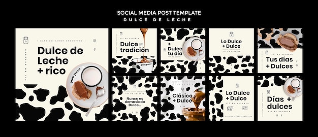 PSD gratuit modèle de publication de médias sociaux concept dulce de leche