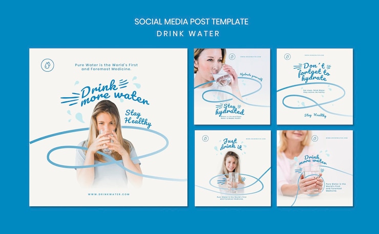 PSD gratuit modèle de publication de médias sociaux de concept d'eau potable