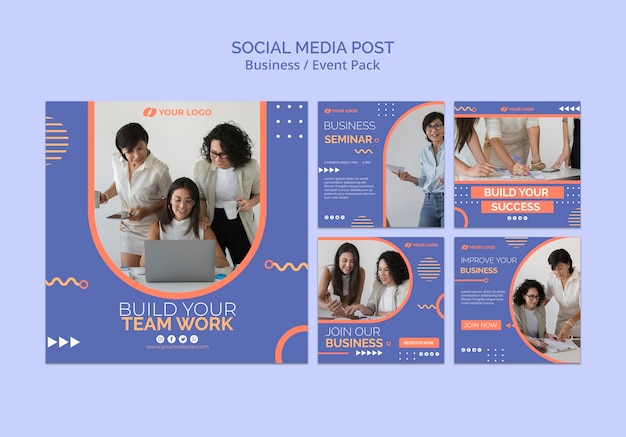 Modèle de publication de médias sociaux avec concept d'événement commercial