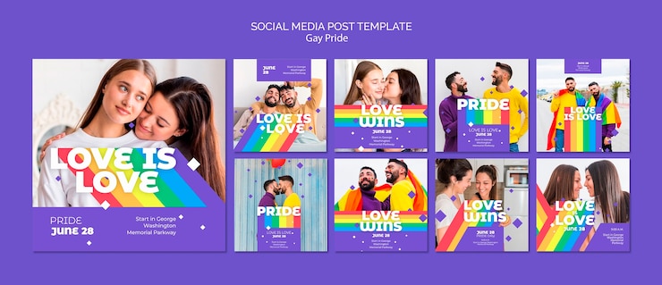 PSD gratuit modèle de publication de médias sociaux concept gay prinde