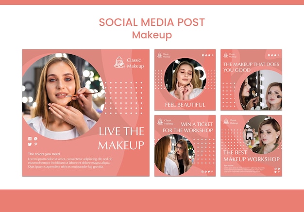 Modèle de publication de médias sociaux de concept de maquillage