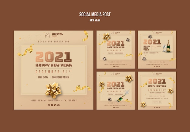 Modèle de publication sur les médias sociaux concept de nouvel an