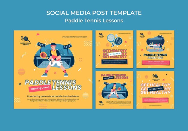 Modèle de publication sur les médias sociaux de cours de paddle-tennis