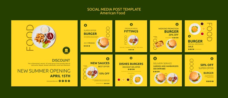 PSD gratuit modèle de publication de médias sociaux de cuisine américaine