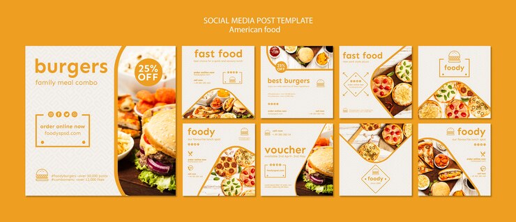 PSD gratuit modèle de publication de médias sociaux de cuisine américaine