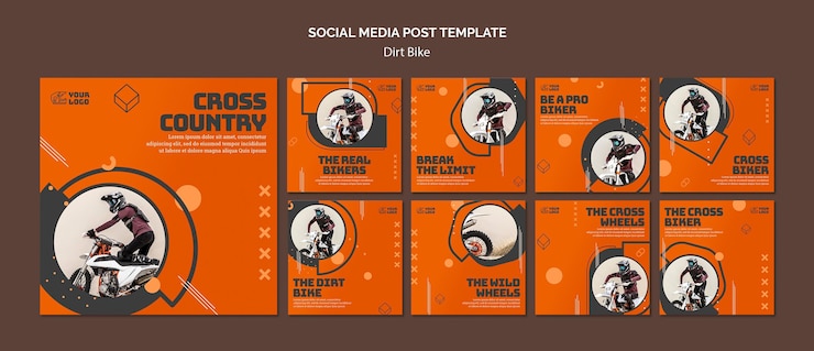 PSD gratuit modèle de publication sur les médias sociaux dirt bike
