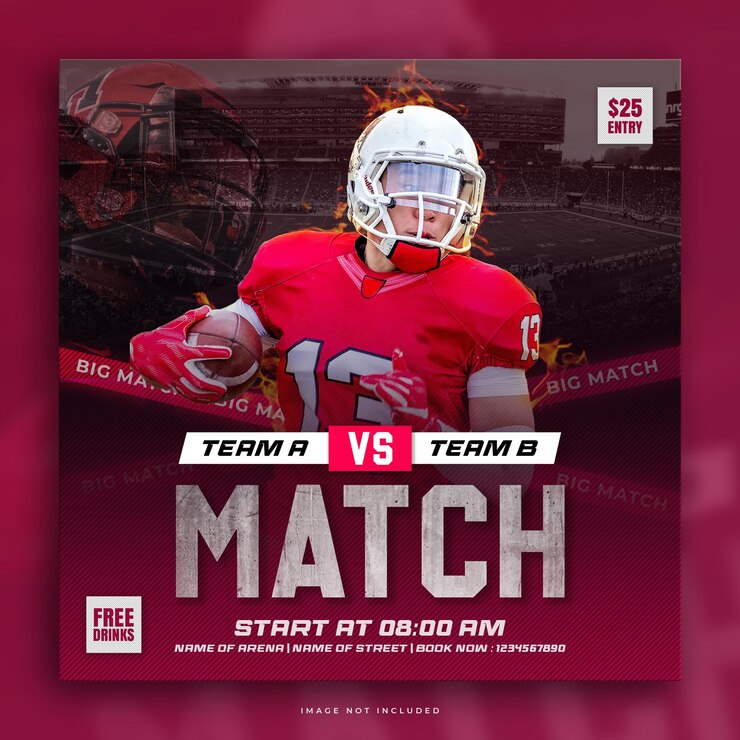 PSD gratuit modèle de publication sur les médias sociaux du calendrier des matchs de football