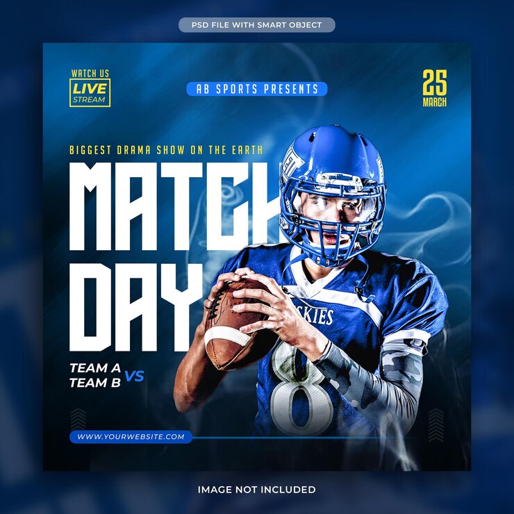 PSD gratuit modèle de publication sur les médias sociaux du jour du match