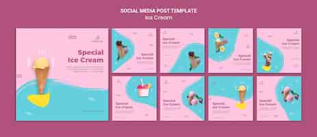 PSD gratuit modèle de publication sur les médias sociaux du magasin de crème glacée