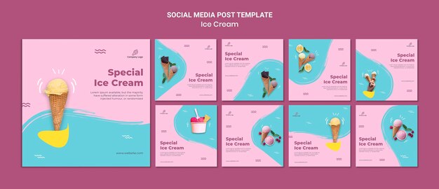 Modèle de publication sur les médias sociaux du magasin de crème glacée