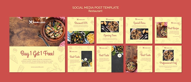 PSD gratuit modèle de publication de médias sociaux du menu du restaurant