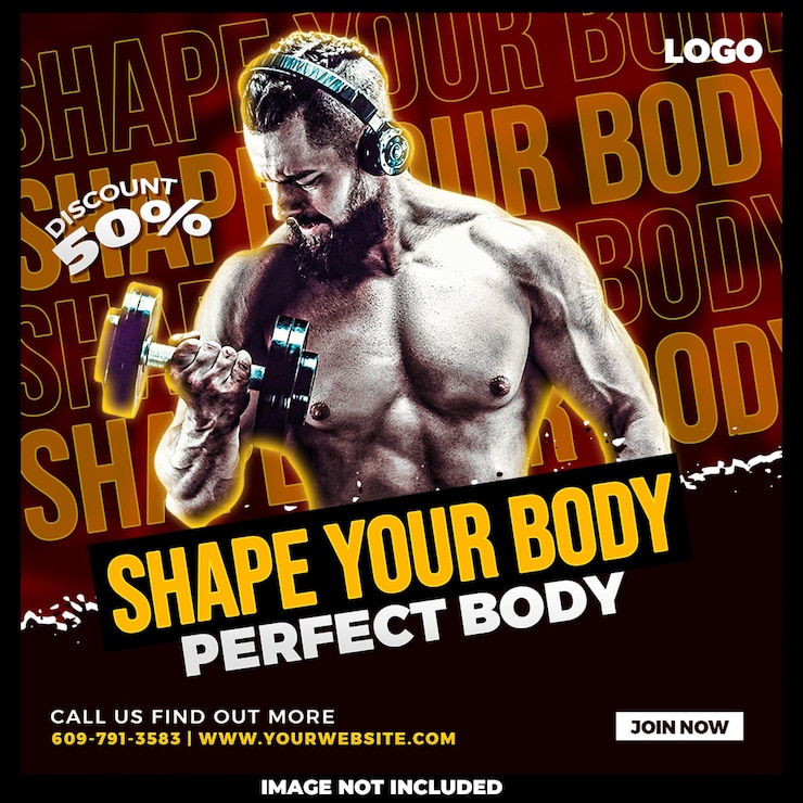 PSD gratuit modèle de publication sur les médias sociaux d'entraînement physique et d'entraînement de gym