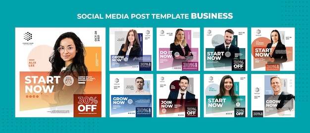 Modèle de publication de médias sociaux d'entreprise.