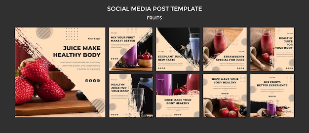 PSD gratuit modèle de publication sur les médias sociaux de fruits