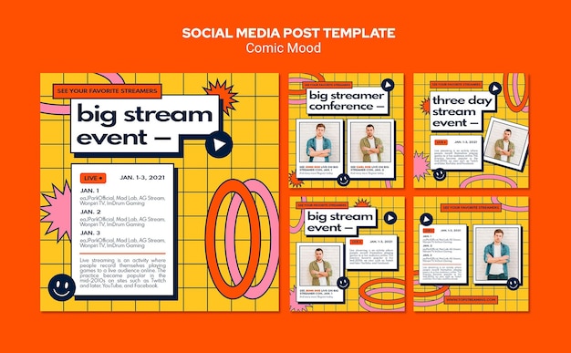 Modèle De Publication Sur Les Médias Sociaux D'humeur Comique